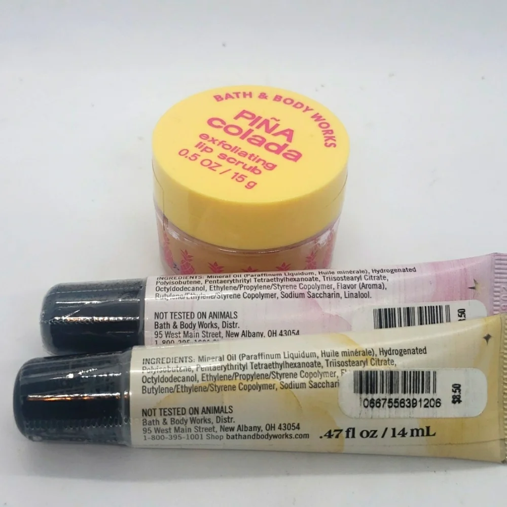 Bath and Body Works Lippy Lip Care Bundle Lip Scrub & Lip Gloss 3-Piece Set